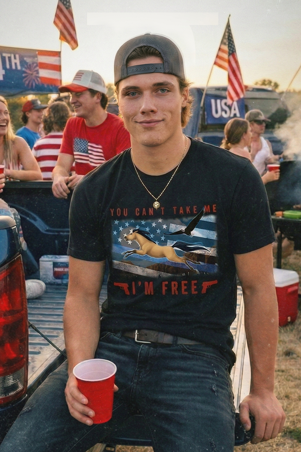 You Can't Take Me I'm Free - American Patriotic Tee
